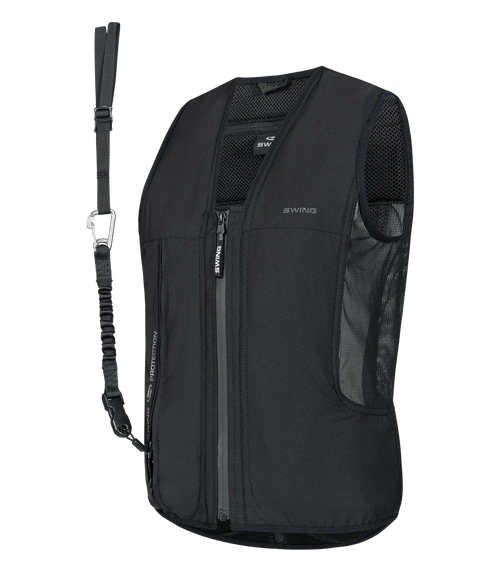 Airbag jāšanas veste SWING - melna pa kreisi