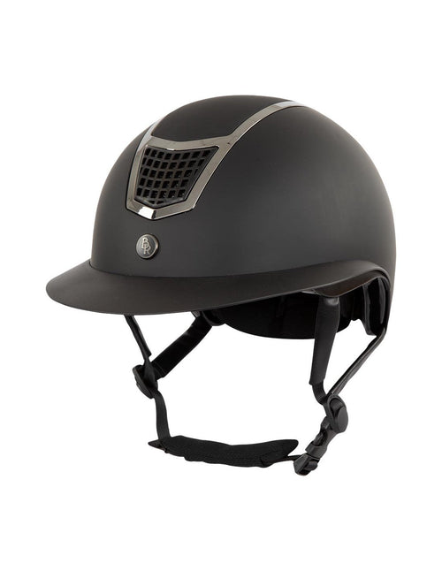 Melna jāšanas ķivere BR Lambda Plus ar lielu vizoru